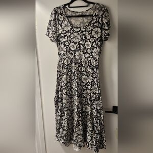 LuLaRoe Monochrome Floral Dress